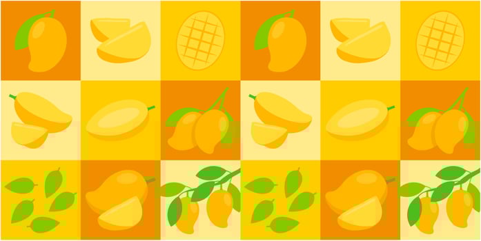 Ripe Mango abstract seamless geometric vector pattern for packaging design