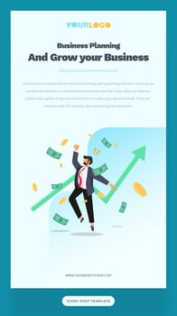 Social Media Post Story Template with flat Character illustration Growing Business vector