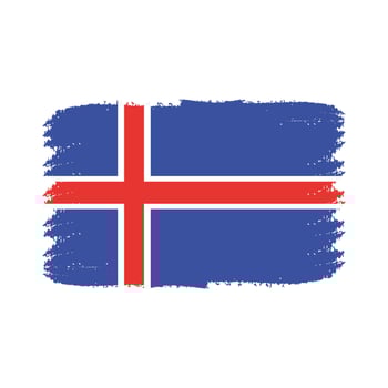 Iceland  Flag With Watercolor Painted Brush vector