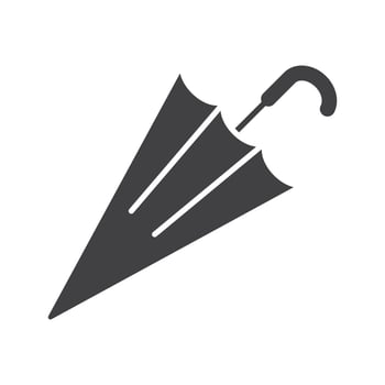 Closed umbrella glyph icon. Silhouette symbol. Negative space. Vector isolated illustration