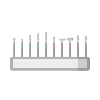 Vector cartoon dental drill burs set.