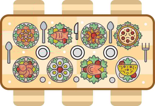 Food in Dinning Table vector