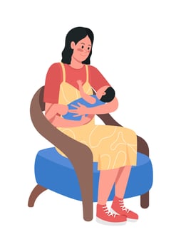 Mother with baby semi flat color vector character