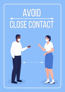 Social distancing poster flat vector template