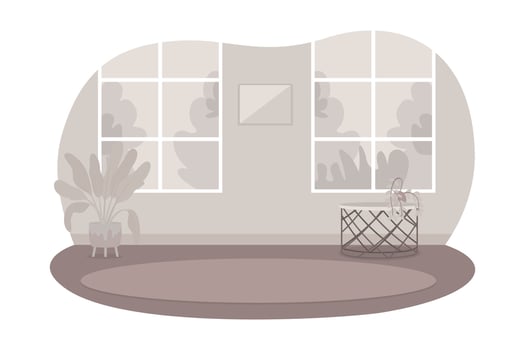 Grey monochrome living room 2D vector isolated illustration