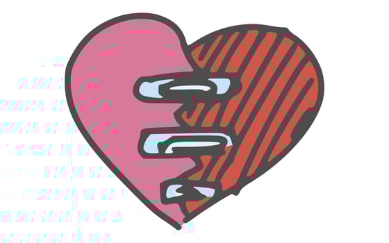 torn heart on the holiday of lovers with a plaster vector