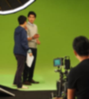Blurry images of making TV commercial movie video photo