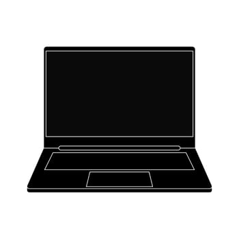 Laptop icon. Thin frame notebook or ultrabook. Simple flat symbol of laptop computer. Perfect black pictogram icon with empty monitor. Glyph computer symbol vector
