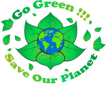 go green, save our planet, banner, logo, slogan, etc. by vector