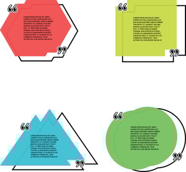 Quote frames template with 4 geometric pattern in different color by vector