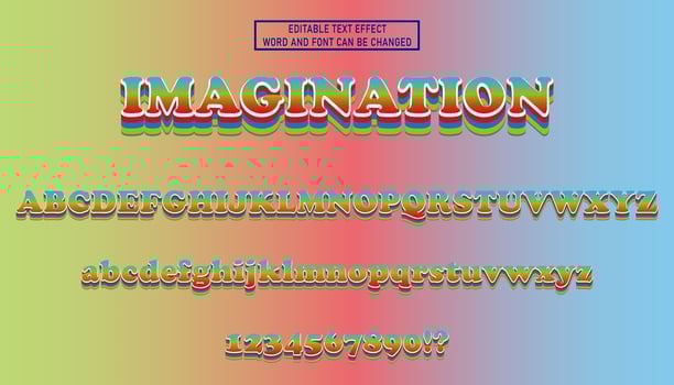 rainbow full letter text effect by vector