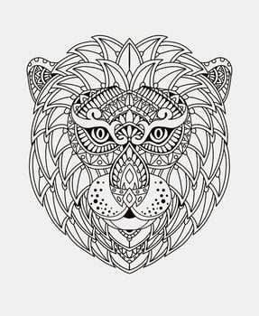 Illustration vector lion head coloring book