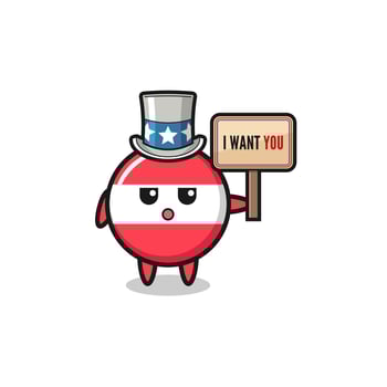 austria flag cartoon as uncle Sam holding the banner I want you vector