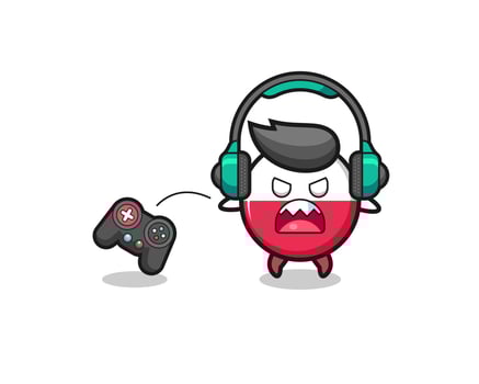 poland flag gamer mascot is angry vector
