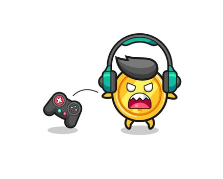 medal gamer mascot is angry vector