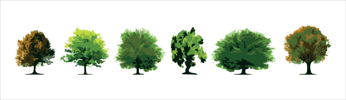 Vector file of many style trees