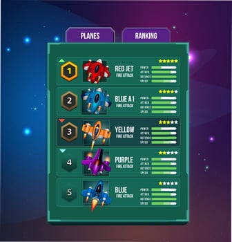 Space shooter game ui menu popups  sci fi theme vector