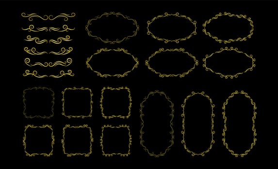 Borders Elements Set Collection, floral Swirl ornament Vector