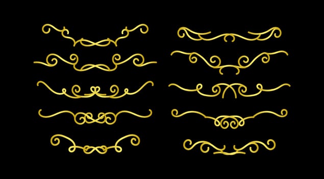 Borders Elements Set Collection, floral Swirl ornament Vector