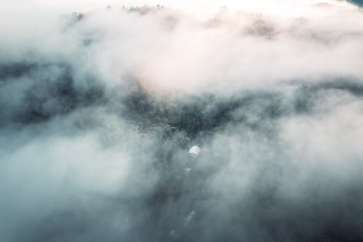 morning fog in the mountains high angle view photo