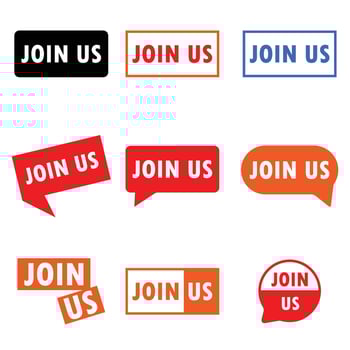 Join Us, Join Our Team Sticker Design vector