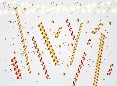 Colorful naturalistic confetti with sparkles and stars. Vector illustration