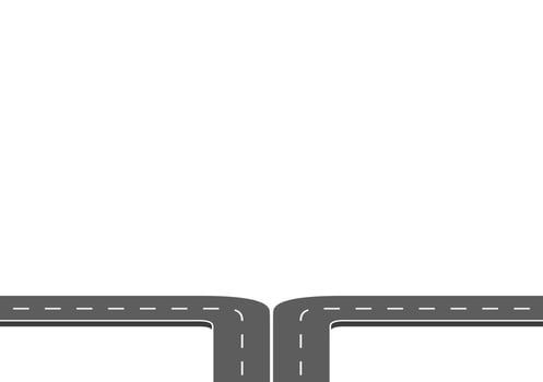 Roadway journey to the future. Asphalt street isolated on white background. Symbols Way to the goal of the end point. Path mean successful business planning Suitable for advertising and presentstation vector