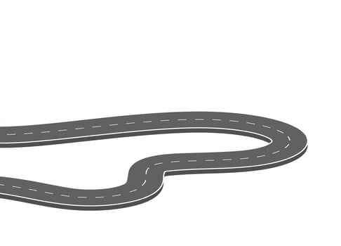 Roadway journey to the future. Asphalt street isolated on white background. Symbols Way to the goal of the end point. Path mean successful business planning Suitable for advertising and presentstation vector