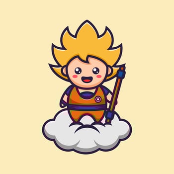Cute boy riding a cloud vector