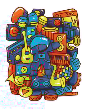 astronaut dabbing doodle illustration vector