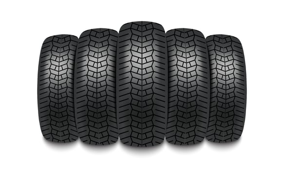 Car tires realistic design isolated on white background, vector illustration