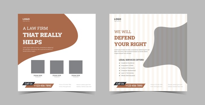 Law firm social media design bundle. Lawyer service poster template. vector