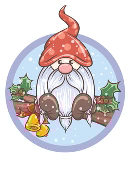 cute gnome illustration holding jingle bells vector