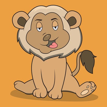 Character Relax Lion, Orange Colors Background vector