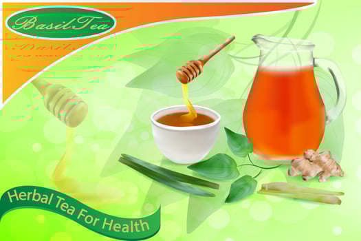 creative product advertising basil leaf tea vector