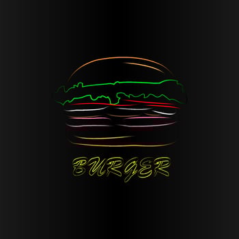 line art lamp burger vector
