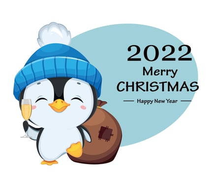 Cute penguin cartoon character. Funny penguin vector