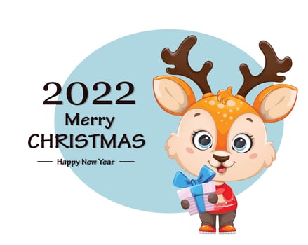 Cute baby deer holding gift box vector