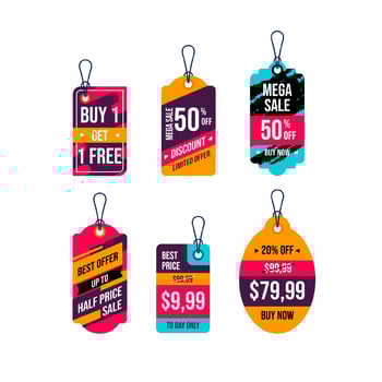 hanging tags vector collection. price tags design. label and sale tags design for shopping promotions