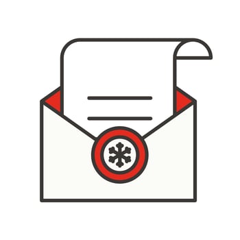 Letter to Santa Claus color icon. New Year gift wishes list. Isolated vector illustration