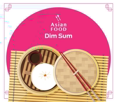 Dim sum of Chinese food, Asian food Dim sum in Steame  illustration vector