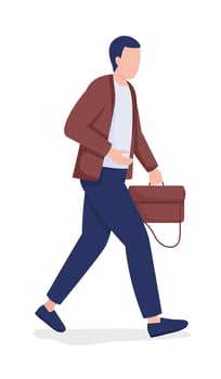 Office worker hurriedly walks away semi flat color vector character