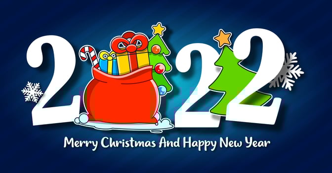 I Wish You A Merry Christmas And Happy New Year Vintage Background With Typography. 2022 vector