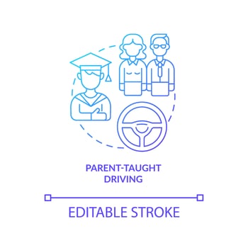 Parent taught driving blue gradient concept icon. Driving education for teens abstract idea thin line illustration. Vehicle operating skill and ability. Vector isolated outline color drawing