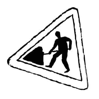 Grunge Sketchy Road Works Sign vector