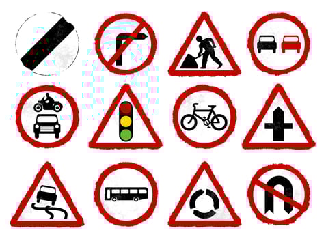 A Collection of Grunge British Road Signs vector