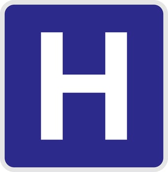 Blue Square Hospital Display Sign vector