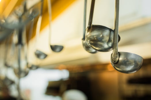 Serving spoons in restaurant photo