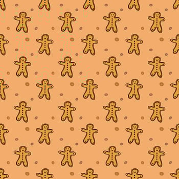 Christmas gingerbread man. seamless pattern with cookies. christmas background. doodle vector illustration