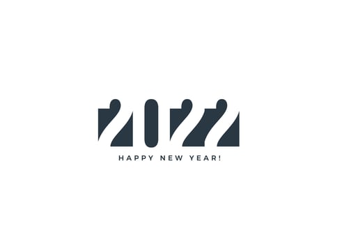 2022 Happy New Year card for seasonal holidays flyer, negative space cutting paper style greetings and invitation card cover, christmas congratulation banner. Vector illustration.